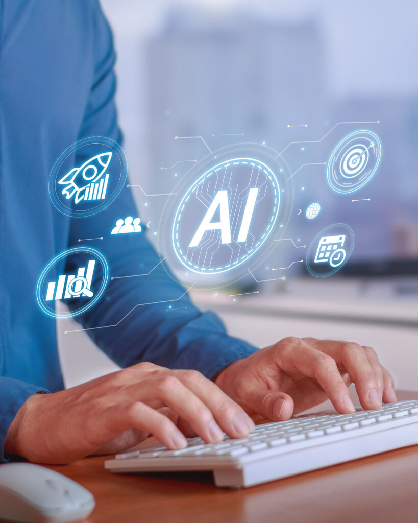 Search engine optimization, digital marketing process and strategy with artificial intelligence.